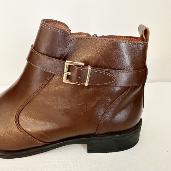 Marroqui Sanchez Leather Buckle Detail Side Zip Brown Ankle Boots - Size 10 - Picture 2 of 16